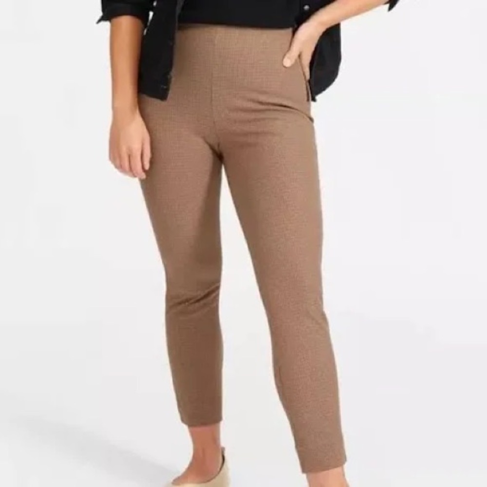 EVERLANE The Curvy Side-Zip Work Pant Brown Houndstooth